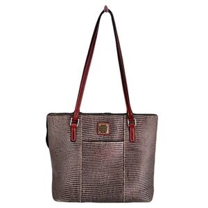 Dooney & Bourke Grey Lizard Embossed Leather ‘Lexington Shopper Tote’ Bag
